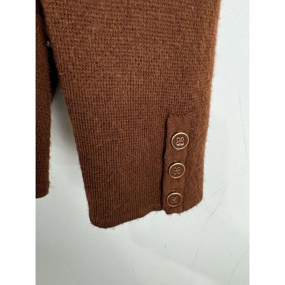 Talbots Sz Petite Large Merino Wool blazer jacket buttons knit blazer work Brown - Picture 5 of 6